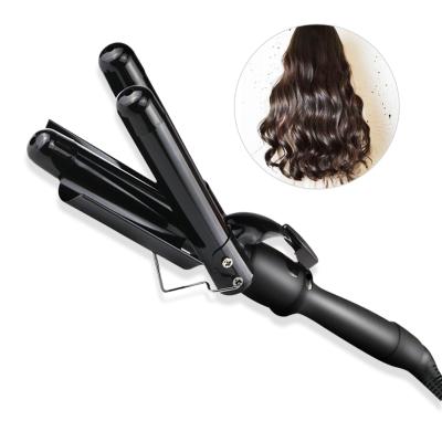 China 3 Barrel Curling Waves 2021 Factory Price 3 Barrel Ceramic Curling Iron LCD Display Hair Curler Iron For Home Using Beauty Salon for sale