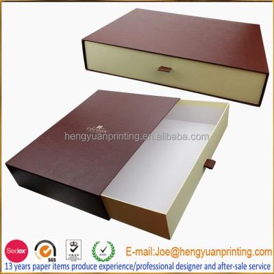 China Disposable luxury texure paper drawer gift box with tape handle for removing CHV106 for sale