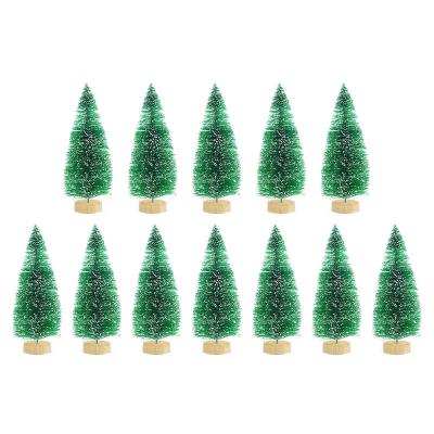 China 12pcs Silk Sisal Christmas Decorations Mini Christmas Tree Pine Tree DIY For Home Table Navidad Christmas Ornaments New Year Decor Kids Gift for sale