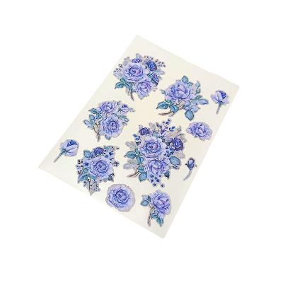 China Custom Decorative Sticker Flower Sticker Shampoo Bottle Label Vintage Blue Rose Stickers Decal Stickers for Gift Decoration Stationery for sale