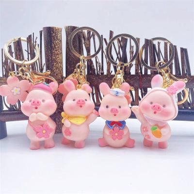 China Cartoon LEMON PINK Pig Key Chains Key Chain Personalized Custom Logo Car Bag Accessory Promotion Gifts Key Ring for sale