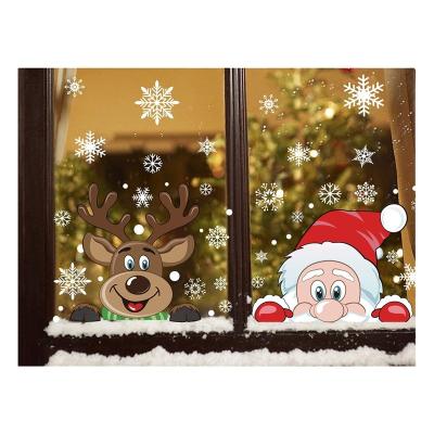 China Eco-friendly Christmas Window Stickers Snowflakes PVC Static Cling Stickers For Christmas Window Display Decoration for sale