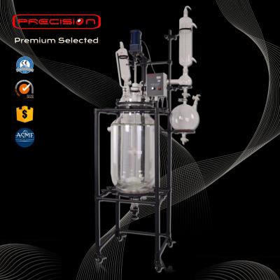 China 10L 50L 100L 150L 200L Laboratory Chemical Reactor Double Layer Stirrer Pharmaceutical Coated Glass Tank Reactor for sale