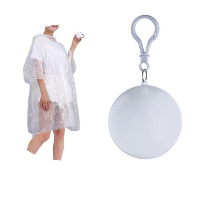 China Portable Disposable Raincoat Poncho Ring Ball Rainwear With Key Single Person Rainwear Travel Emergency for sale