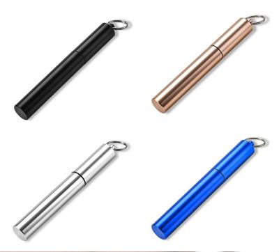 China Sustainable Reusable Portable Folding Straw With Cleaning Brush Telescopic Food Grade 304 Stainless Steel for sale