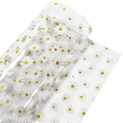 China Waterproof 30x135cm Daisy Pattern Printed Super Clear Wholesale PVC Film Roll For Making Bag Mat for sale