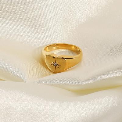 China FASHIONABLE Soft Fresh Zircon Eight Star Love Heart Shaped Ring 18k Stainless Steel Acute Peach Women Ring for sale