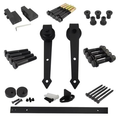 China Durable Rustic Warehouse Carbon Steel Matte Black Barn Door Hardware Kit for sale