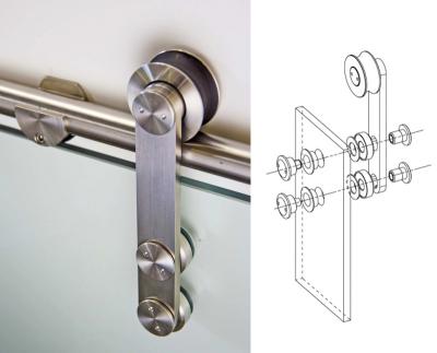 China Hardware Supplier Bulk Sales Modern Circle Tube Glass Barn Door Track Roller Hardware D25 mm for sale