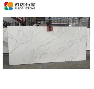 China Scratch Resistance / High Temperature Resistance RUIDA STONE Calacatta Carrara White Synthetic Calcutta White 3200 x 1600 x 20 High Polish Slab Quartz Slab 3200 x 1600 x 20 mm SL for sale