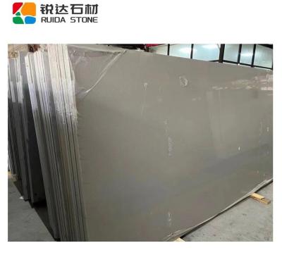 China Scratch Resistance / High Temperature Resistance RUIDA STONE Wholesale Price Polished Table Top Pure Gray Quartz Tiles Artificial Stone Countertop Slabs for sale