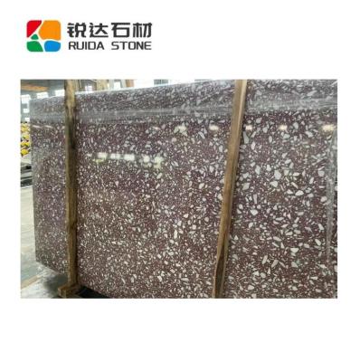 China Factory Price RUIDA Purplish Red Slab Modern Artificial STONE Stone Terrazzo Flooring For Kitchen Counter Tops Table Tops Office Tiles for sale