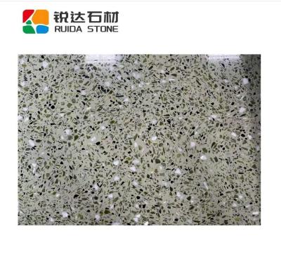 China RUIDA Stone Cheap Price Modern Stone Artificial Jade Green Slab Terrazzo Stone For Kitchen Counter Tops Table Tops Office Tiles for sale