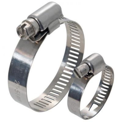 China Stainless Steel Band Pipe Clamp Adjustable Height American Style Perforated Clips for sale