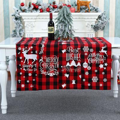 China Red and Black Modern Table Plaid Christmas Deer Runner for Xmas Holiday Birthday Party Home Decoration for sale