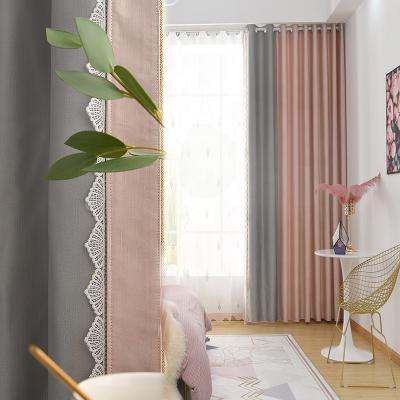 China Modern Home Decor Ready Made Macrame Living Room Curtains Blackout Style Blackout Finished Curtain With Lace Trim for sale