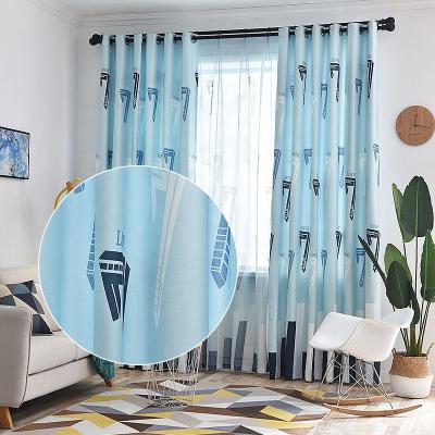 China Blackout Factory Supply Ready Made Price Canvas Blackout Printed Curtain For Living Room For Bedroom for sale