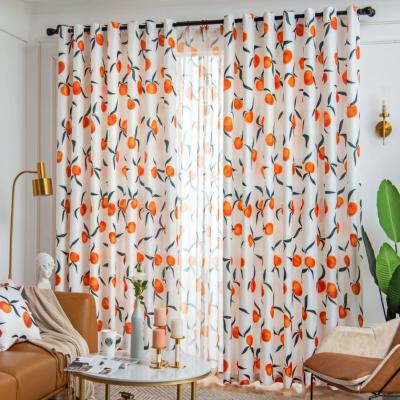 China Blackout INS Fashion Orange Printed Curtains In Warm Cool Pastoral Curtain Designs Customized Blackout Curtains for sale