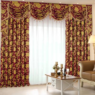 China Hot Selling Perde Ready Made, Living Room Cortinas, Luxury Europe Style Living Room Jacquard Blackout Curtain With Valance for sale