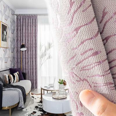 China Hot Sale Blackout Jacquard Curtain Nordic Modern Purple Fireworks Pattern Blackout Window Curtain For Hotel Room for sale