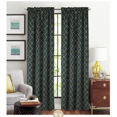 China Blackout Amazon Newest Window Green Modern Geometric Embroidered Curtains Wholesale Waterproof White Living Room Curtains for sale