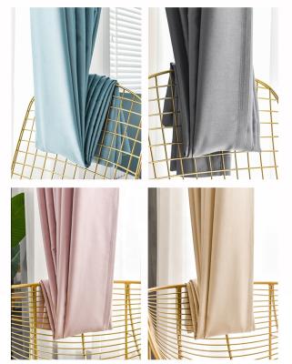 China Blackout Amazon Sale Curtain Hot Solid Color High Shading 99% Blackout Polyester Curtain Thermal Insulated Fabric For Living Room for sale