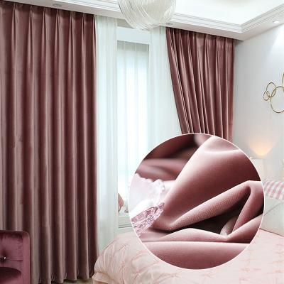 China Super Heavy Duty Blackout Quality Polyester Velvet Window Curtain Fabric Thermal Insulated Blackout Velvet Curtain Fabric for sale