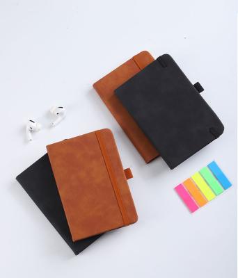 China Custom Hardcover A6 School Supplies A5 Dotted Journal Diary PU Leather Cover Notebook With Elastic Band for sale