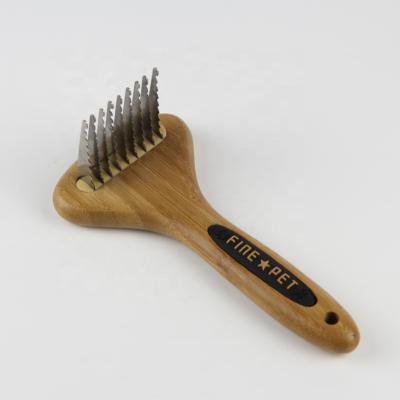 China Viable Hot Sale Bamboo Desheddding Brush Tool for Dogs with 9 Blades for sale