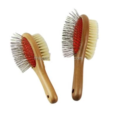 China Hot Selling Sustainable Durable Wooden Dog Grooming Brush Wooden Cat Pin Brush With Soft Rubber for sale