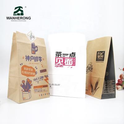 China Bio-degradable Sandwich food using brown kraft lunch paper bags without handle for sale