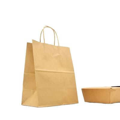 China Bio-degradable Custom with your own logo design brown Kraft Shopping Bags shopper with handle for sale