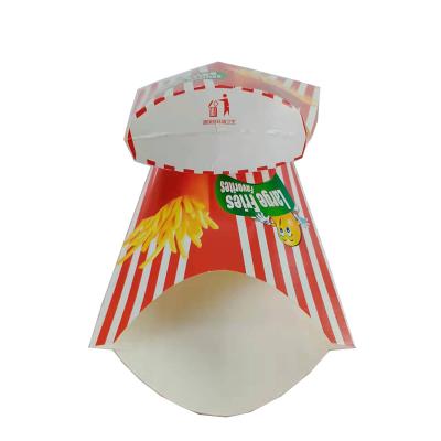 China Biodegradable Custom Fries Take Away Hot Sale Cheap Bulk To Go Container Vented Deli Korea French Fries Food Paper Packaging Box for sale