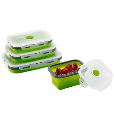 China Sustainable Wholesale Silicone Lunch Box for Children Foldable Dinnerware Set for sale