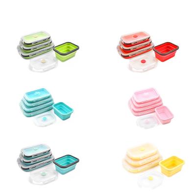 China Sustainable Wholesale Foldable Silicone Lunch Box Set for Children Durable Dinnerware Set for sale