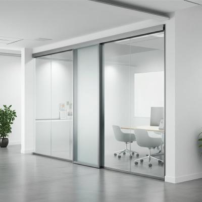 China Sliding Office Glass Partition Wall Tempered Double glazed Walls Partitions for sale