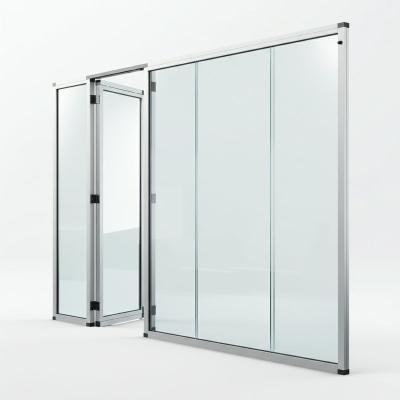 China Collapsible Double Office Glass Partition Wall Frameless For Conference Center for sale