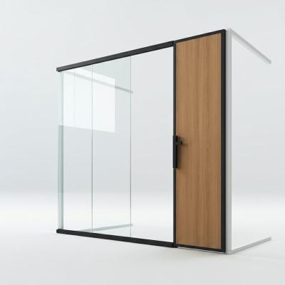 China Framed Modern Glass Partition Wall with wooden panel for Office Spaces for sale