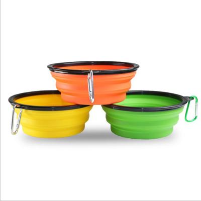 China Stocked Silicone Water Dog Bowl For Cats Dogs Collapsible Silicone Pet Bowl for sale