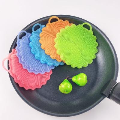 China Hyri Universal Popular Dish Wash Scrubber Sustainable Kitchen Scrub Cleaning Brush Dishwashing Silicone Sponge for sale