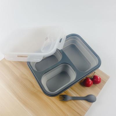 China Silicone Microwavable Microwavable Hyri Cool Food Bento Storage Containers Airtight Collapsible Collapsible Lunch Box for sale