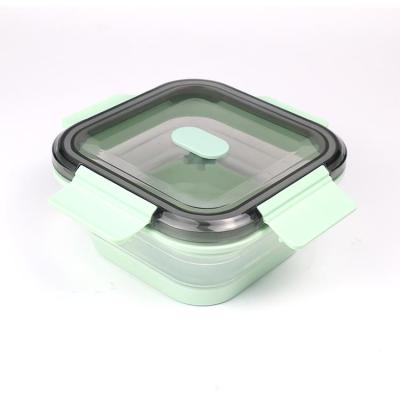 China Eco Friendly Portable Easy Heat Free Kitchen Steamable HYRI Folding Storage Box Silicone Food Storage Containers Plastic Lunch Box for sale