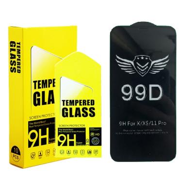 China Mobile Phone 99D X Xr Xs Max Full Screen Protector 2.5D 0.3mm Tempered Glass Film For Apple iPhone 13 12 11 pro max for sale