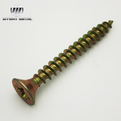 China Wholesale Flat Head Furniture Fittings Yellow Galvanized Chipboard Screw for sale