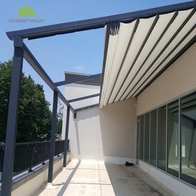 China Easily Assembled Wall Mounted Waterproof Retractable Pergola PVC Pergola Covers for sale