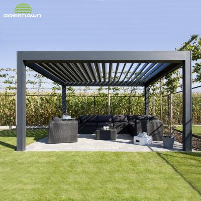 China Easily Assembled Outdoor Garden Pergola Waterproof Aluminum Canopy Roof Motorized Pergola Kits for sale