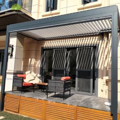 China Easily Assembled Waterproof Aluminum Sun Canopies Pergola Awning With Exterior Blinds for sale