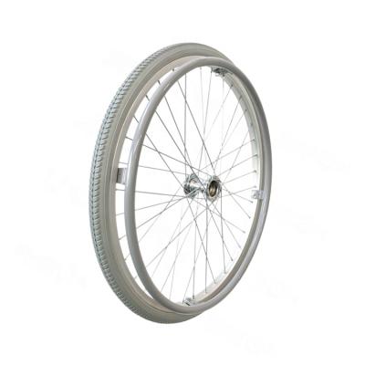 China Strengthen Welded Handrim 22x1 3/8 PU Tire Steel Wheelchair Wheel Tap With Reinforce Tab Handrim Welded for sale