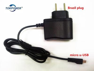 China Fuente de alimentación blanca del negro del adaptador del soporte de la pared del enchufe del Brasil 5V 0.5A 1A en venta