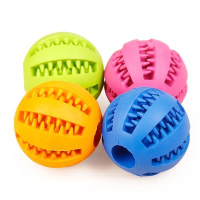 China Durable Pet Toy Rubber Ball Chew Toys Tooth Cleaning Leak Food Dog Toys Durable Natural Rubber Pet Chew Ball for sale